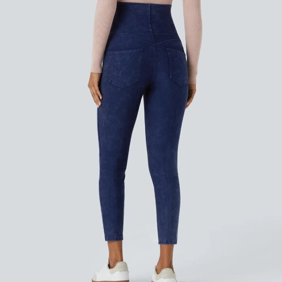 Halara Flex Super High Waist Stretchy Knit Denim Maternity 7/8 Leggings - Picture 2 of 5